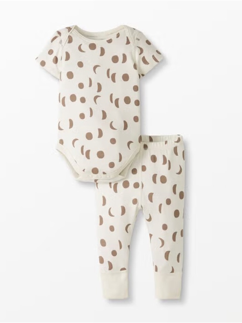 Hanna Andersson Cream and Brown Moon Print Bodysuit & Pants Set